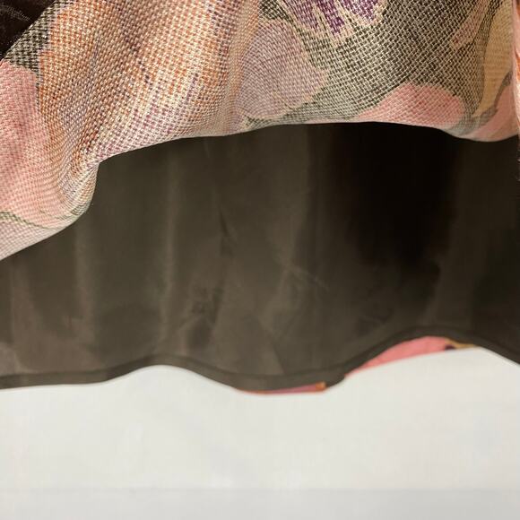 Ann Taylor LOFT Floral A-line Skirt Women 6 Brown Silk Wool Blend Cottagecore - Picture 4 of 8